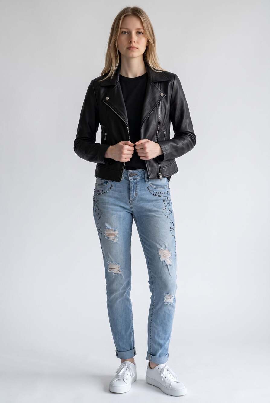 Guess Kate Skinny Light Wash Distressed Studded Star Jeans